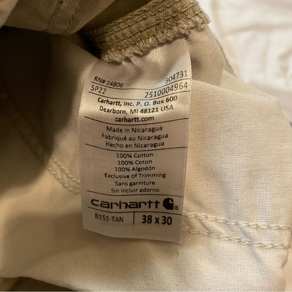 Carhartt Mens B151-TAN Loose Fit Canvas Work Dungaree Pants Tan 38x30 - Picture 3 of 9